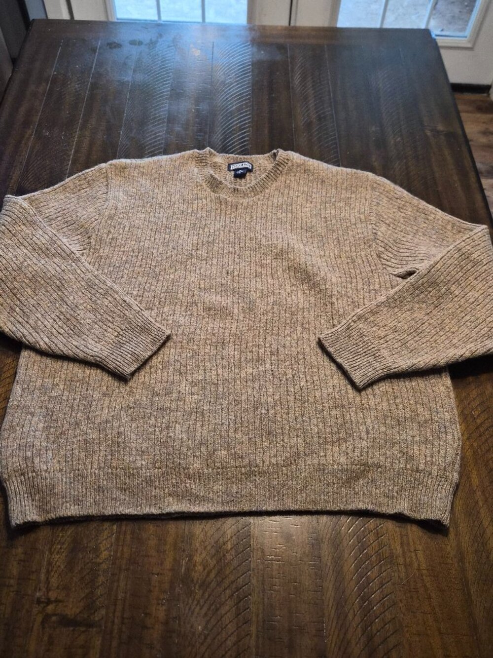 VTG 90s Lands End Fisherman Wool Sweater Mens XL Brown Knit Made in USA G985